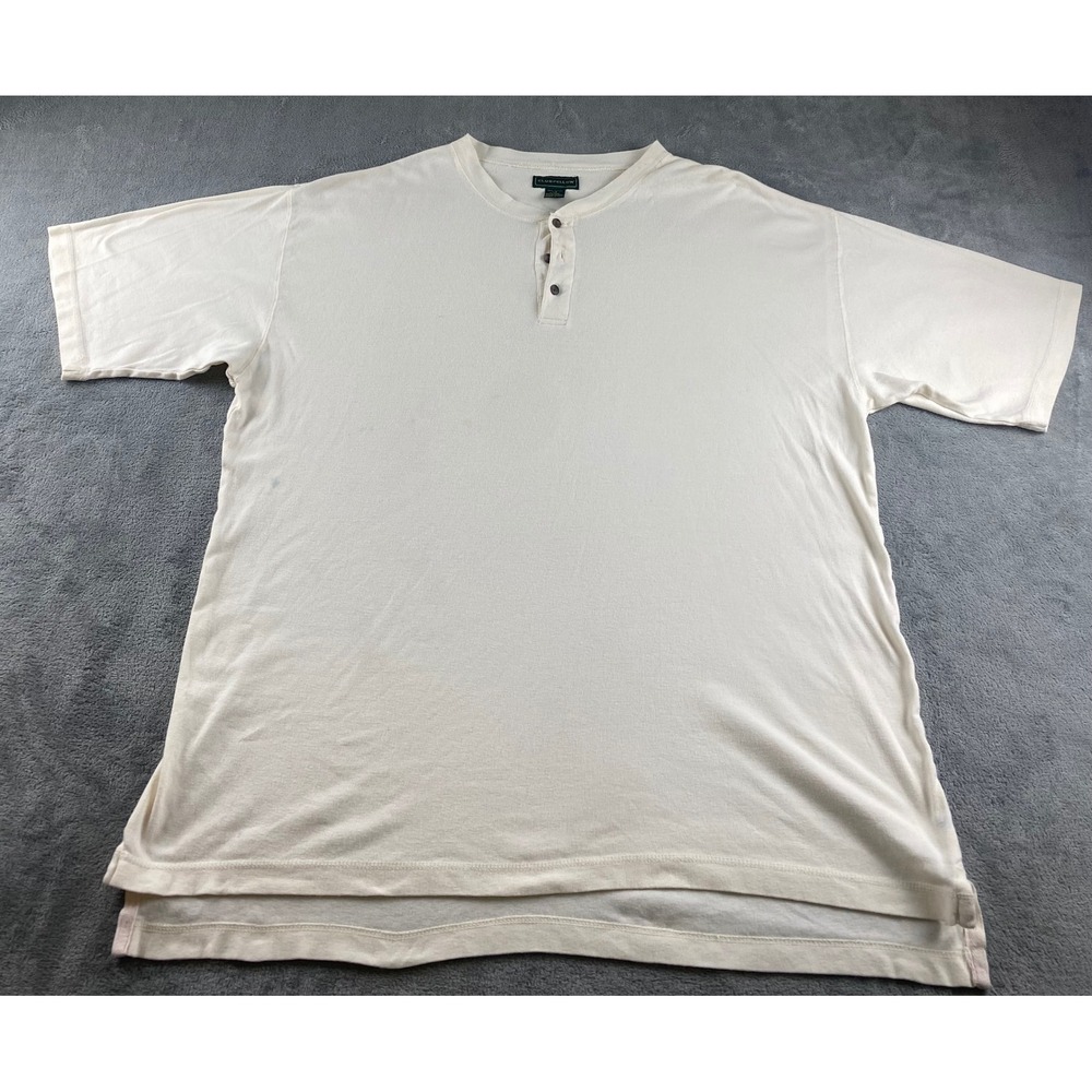 Clubfellow Mens Cream Cotton Short Sleeve Henley T Shirt LT‎